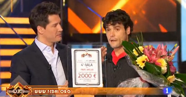 MIguel Abellan recoge su premio y se lo dedica a FEBHI