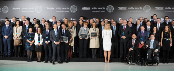 Foto de familia de los ganadores de los Telefónica Ability Awards 2014