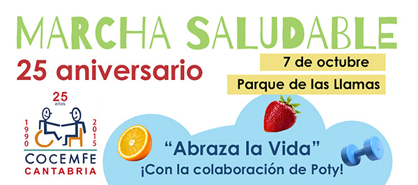Cartel de la una marcha saludable “Abraza la vida” de COCEMFE Cantabria