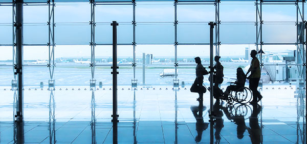 Passengers in the interior of the airport