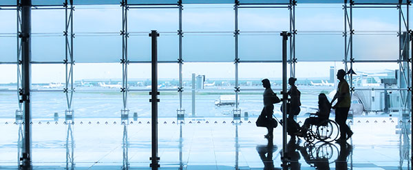 Passengers in the interior of the airport