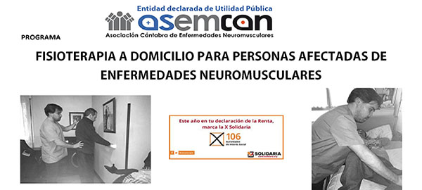 ASEMCAN prestará fisioterapia a domicilio para personas con enfermedades neuromusculares
