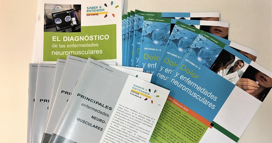 Fotografía con varias publicaciones de enfermedades neuromusculares