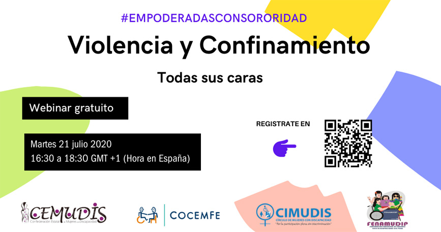 Cartel del webinario 'Violencia y Confinamiento. Todas sus caras' dentro del ciclo #empoderadasconsororidad