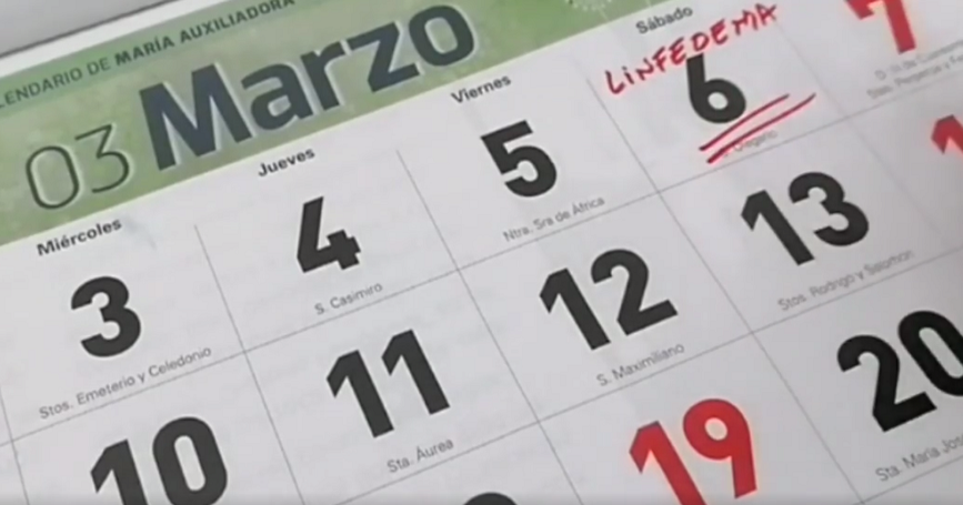 Calendario con el Día Mundial del Linfedema