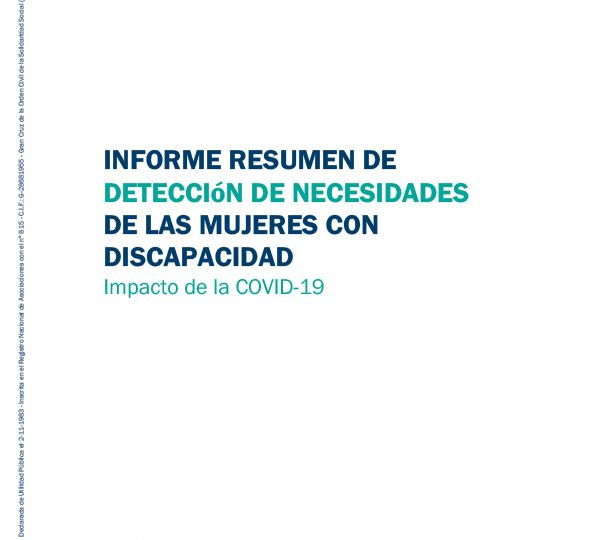 Portada: Informe de detección de necesidades de las mujeres con discapacidad. Impacto de la COVID-19