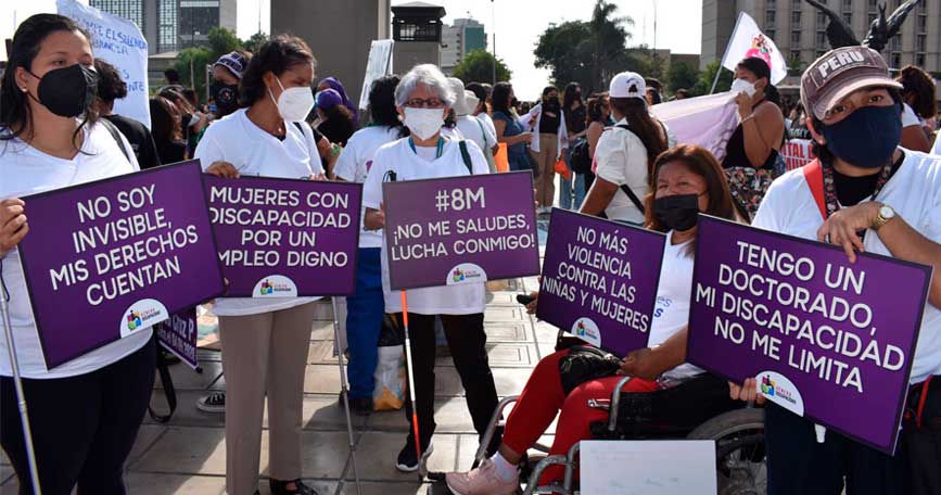 Manifestación por la igualdad y los derechos de las mujeres con discapacidad en Perú.
