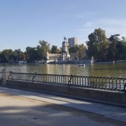 Accesibilidad pendiente en el Parque del Retiro de Madrid Panorámica del estanque del Retiro en Madrid, donde FAMMA denuncia la falta de señalización accesible y baños adaptados para personas con movilidad reducida.
