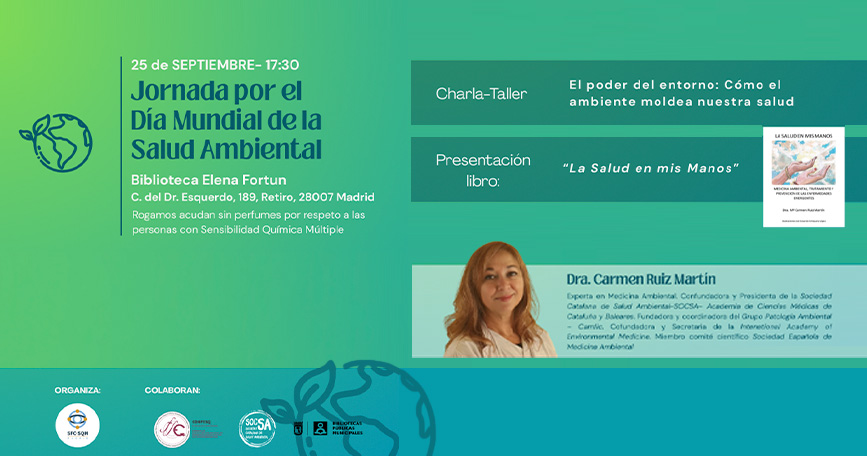 Cartel de la jornada por el Día Mundial de la Salud Ambiental en Madrid con el programa y ponentes