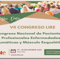 Cartel del VII Congreso Nacional de la Liga Reumatológica Española 2025 con lema “Humanizar la reumatología: dar voz a quienes más lo necesitan”.