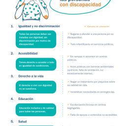 Infografía sobre los derechos de las personas con discapacidad Ilustración con el texto “Derechos de las personas con discapacidad”, que resume los derechos básicos y las vulneraciones más comunes según COCEMFE.