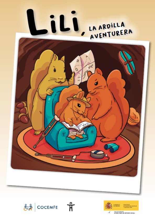 Portada del cuento infantil “Lili, la ardilla aventurera” de COCEMFE, protagonizado por una ardilla con discapacidad que fomenta la igualdad y la inclusión desde la infancia.