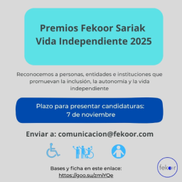 Cartel informativo de la convocatoria de los Premios Fekoor Sariak Vida Independiente 2025 de FEKOOR