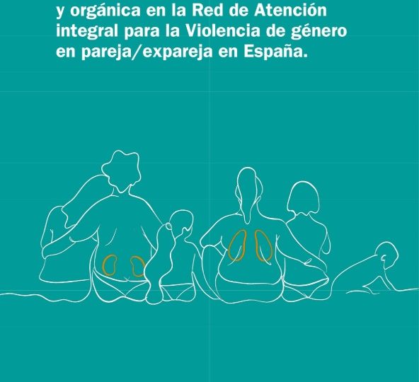 Portada del informe “Estado de la cuestión: Mujeres con discapacidad física y orgánica en la Red de Atención integral para la Violencia de género en pareja/expareja en España” de COCEMFE, con ilustración de mujeres unidas de espaldas sobre fondo turquesa.
