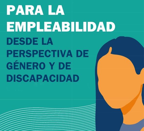 Portada de la Guía de dinámicas para la empleabilidad desde la perspectiva de género y de discapacidad de COCEMFE, con ilustración de una mujer estilizada sobre fondo verde azulado.