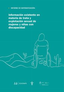 Portada del informe de COCEMFE sobre trata y explotación sexual de mujeres y niñas con discapacidad, con ilustración de una mujer en silla de ruedas sobre fondo verde.