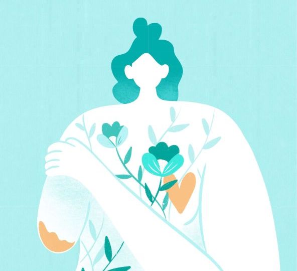 Portada del monográfico de COCEMFE sobre mujeres con discapacidad física y orgánica, con ilustración de una mujer con flores y hojas que representan fortaleza y crecimiento.