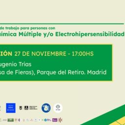 Cartel informativo de CONFESQ sobre la presentación del Libro Verde dedicado a la adaptación laboral para personas con Sensibilidad Química Múltiple y/o Electrohipersensibilidad.