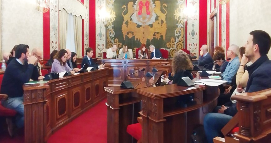 Representantes municipales y entidades sociales participan en la constitución del órgano municipal en materia de discapacidad en la sala de plenos de Alicante.