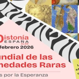 Cartel de Distonía España-ALDE por el Día Mundial de las Enfermedades Raras con el lema Conectados por la esperanza.