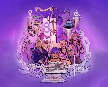 8M y derechos de las mujeres con discapacidad Ilustración del 8M con mujeres con discapacidad reivindicando igualdad y derechos recogidos en la Convención de la ONU.