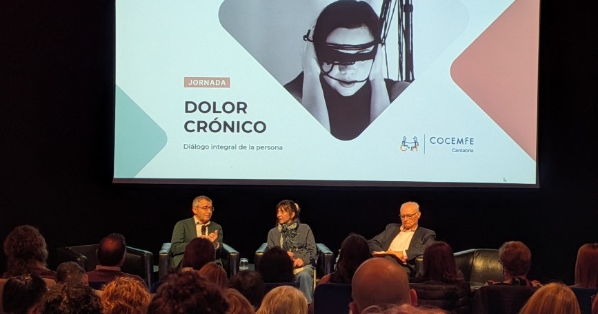 Ponentes y público durante la jornada sobre dolor crónico organizada por COCEMFE Cantabria.