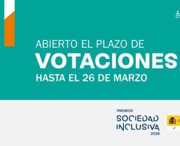 Imagen que anuncia la apertura de la votación de los Premios Sociedad Inclusiva 2026 organizada por COCEMFE hasta el 26 de marzo.