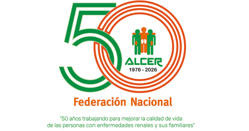 Imagen conmemorativa del 50 aniversario de ALCER, con el logotipo de la entidad y los años 1976-2026.