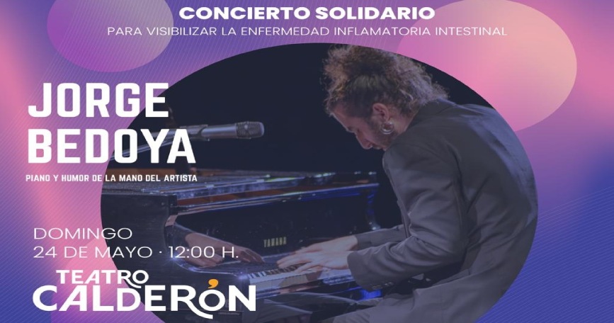 Cartel del concierto solidario Acordes por la EII con Jorge Bedoya en el Teatro Calderón