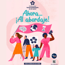 Cartel de la campaña Ahora Al abordaje de Esclerosis Múltiple España por el Día Mundial de la Esclerosis Múltiple.