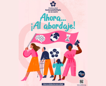 Cartel de la campaña Ahora Al abordaje de Esclerosis Múltiple España por el Día Mundial de la Esclerosis Múltiple.