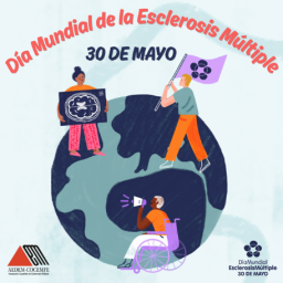 Cartel Día Mundial de la Esclerosis Múltiple 2026 Ilustración del Día Mundial de la Esclerosis Múltiple con personas promoviendo sensibilización y apoyo a quienes conviven con la enfermedad.