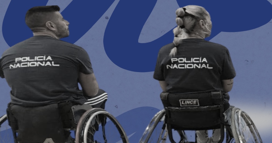 Agentes de Policía Nacional en silla de ruedas en una imagen sobre discapacidad en el ámbito policial