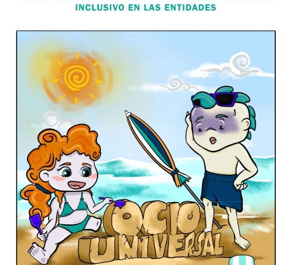 Portada ilustrada del Cómic: Voluntariado y diseño universal del ocio. Apoyo para la gestión y planificación del ocio inclusivo en las entidades