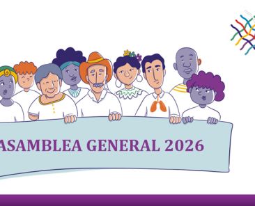 Asamblea General 2026 de La Red Iberoamericana Ilustración de personas diversas sosteniendo una pancarta con el texto "Asamblea General 2026" junto al logotipo de La Red Iberoamericana.