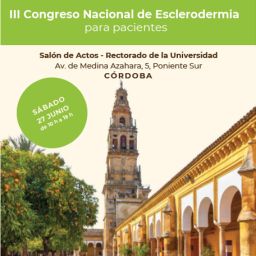 Cartel del III Congreso Nacional de Esclerodermia con información sobre su celebración el 27 de junio de 2026 en Córdoba.