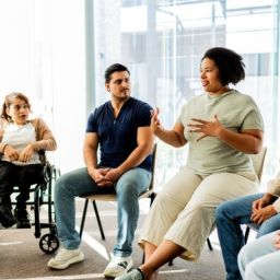 Formación para prevenir la violencia contra mujeres con discapacidad Grupo de profesionales participa en una sesión formativa sobre prevención de la violencia contra mujeres con discapacidad en un entorno inclusivo.