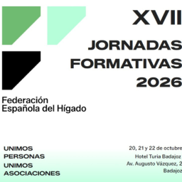 XVII Jornadas Formativas 2026 de la Federación Española del Hígado Cartel de las XVII Jornadas Formativas 2026 de la Federación Española del Hígado, que se celebrarán del 20 al 22 de octubre en el Hotel Turia de Badajoz.
