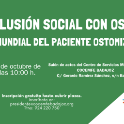 Cartel de la jornada ‘La inclusión social con ostomía’ de COCEMFE Badajoz por el Día Mundial del Paciente Ostomizado.