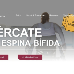 Portal multimedia ‘Acércate a la espina bífida’ de FEBHI Captura del portal multimedia de FEBHI 'Acércate a la espina bífida', con una persona en silla de ruedas y accesos a información y recursos.