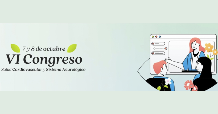 Cartel del VI Congreso de Personas con Artritis y Espondiloartritis, 7 y 8 de octubre, sobre salud cardiovascular y sistema neurológico.